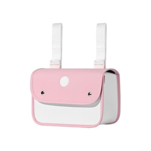 Bicycle Handlebar Bag, Waterproof Leather Storage Pouch, 12L Capacity for E-Bike Scooter Cycling(Merchant logo DT1605 - Pink) — view 3