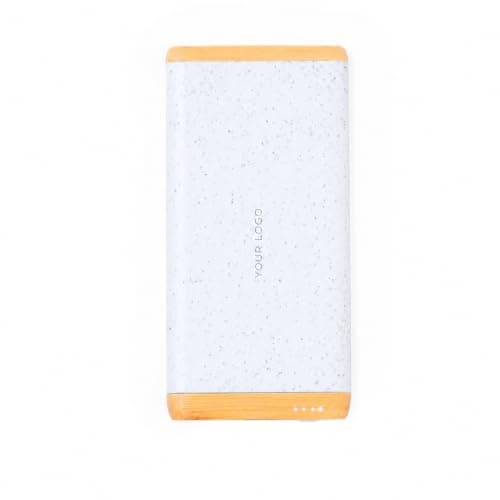 Sawfish Personalised Power Bank Coquin 5000mAh Bamboo and Wheat Straw Power Bank, Portable USB-C Input/Output and USB-A Output External Battery