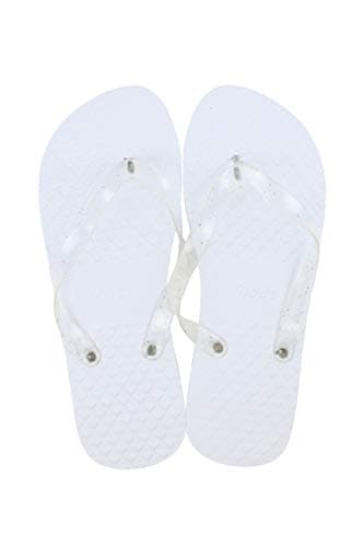 Modo Wedding/Party Glitter Flip Flops 10 Pack in Organza Bags. Choice of Colour and Size ((5-6UK x 5) (7-8UK x 5), White) — view 3