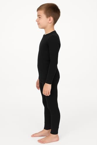 L S U Boys Girls Thermal base layer Set Full Sleeve Top & Bottom Trouser Leggings Unisex winter Underwear Set (BLACK SET 6-8 YEARS) — view 2