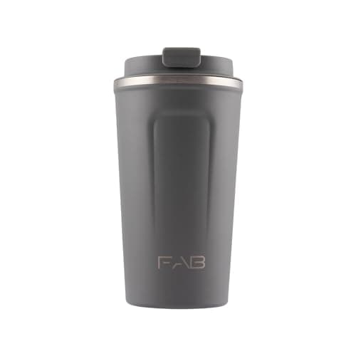 FAB Travel Mug, Reusable Coffee Cup (510ml, Grey) - Double Wall Stainless Steel with Screw Lid - Thermal Camping Cup, Vacuum Insulated for Hot and Cold Drinks, Eco-Friendly — view 3