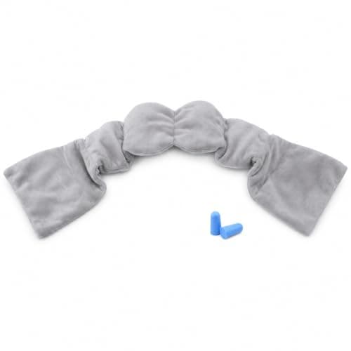 2 Pack Weighted Sleep Mask Blackout Eye Mask Weighted Eye Pillow with Soft Silicone Earplugs and Washable Cotton Cover with Double-Sided Use Soft Fabric for Skin