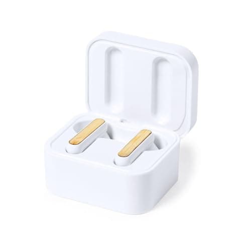 Sawfish Personalised Charger Earphones Billins Bluetooth Wireless Earbuds with Wireless Charging Pad, Bamboo Charging Case, Touch Control, USB-C Charging — view 4