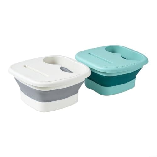Folding Foot Bath Tub With Phone Holder, Portable Soak Basin 2 Pack White — view 2