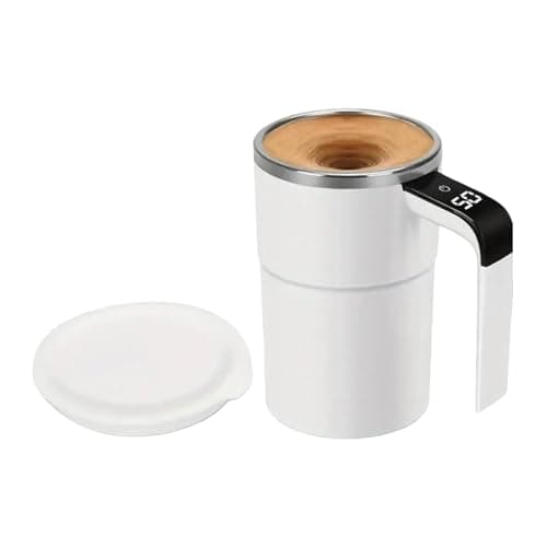 Self Stirring Coffee Mug - 380ml Electric Mixing Cup with Magnetic Stirrer | Rechargeable Mixer Cup with Temperature Display | Travel Office Mug for Coffee/Milk/Protein Powder
