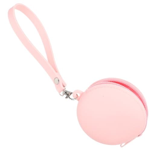 Hemobllo Small Silicone Change Purse with Keychain and Wrist Strap for Women and Girls, Easy to Carry Pink Coin Purse for Travel and School, Simple Design Organising Coins and Earphones
