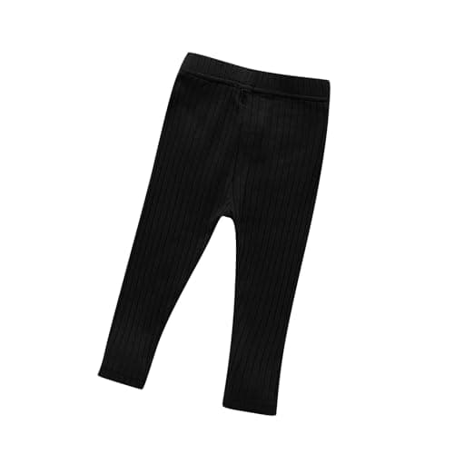 Baby Plain Leggings Toddler Cotton Ribbed Leggings Newborn Thermal Tights Baby Girls Trousers Solid Pantyhose Girls Stocking Tights Spring Winter (Black, 6-12 Months)