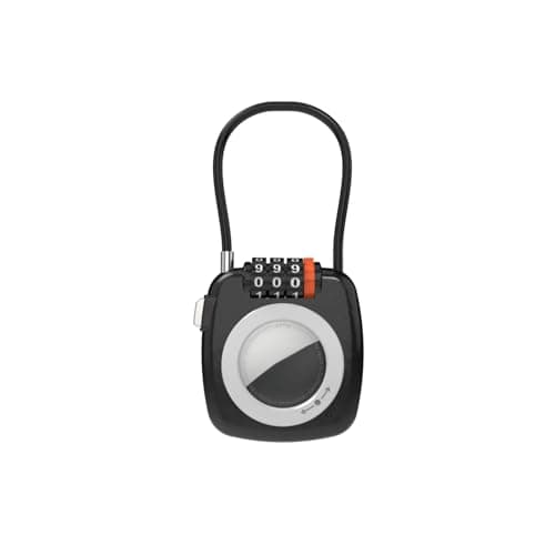 Decuil Luggage Padlock with Tracker, Combination Lock with Smart Tag Compatible with Apple Find My, for Airtag Holder with Cable Lock for Travel, Pet Tracking, Bags, Keys, Luggage, Black