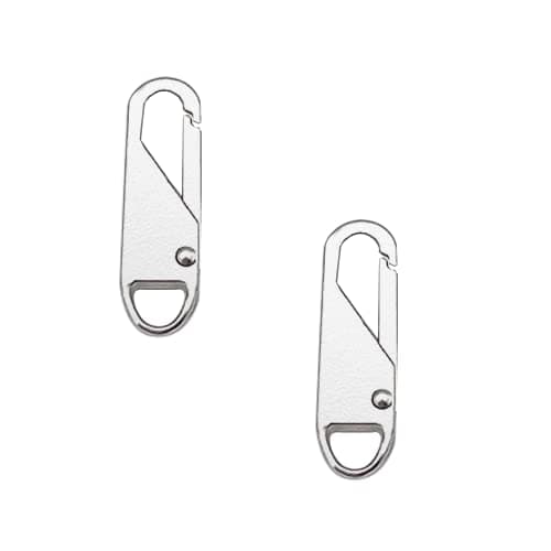 2 Pcs Zipper Pulls Replacement, Universal Zipper Tab Pullers, Repair Kit for Luggage, Handbags, Jacket, DIY Crafts (Silver, 37x10x3.7mm)