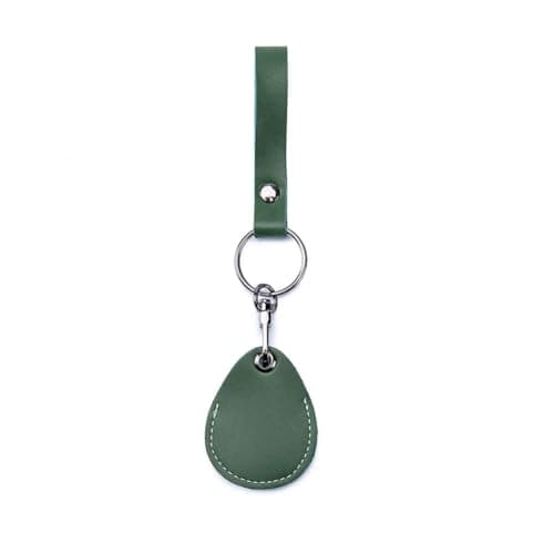 Hrlace Leather Access Card Holder RFID Key Fob NFC Smart Key Tag Protective Case Card RFID Pod ID Card Protective Cover General Access Card Case Leather Key Ring Olive Green