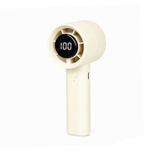 XTDMJ Hand Held Fan, Portable Mini Fan Handheld with 5 Speeds, Electric USB Rechargeable, Mini Desk Desktop Fans with Base for Outdoor Office Travel Camping School Home, Beige