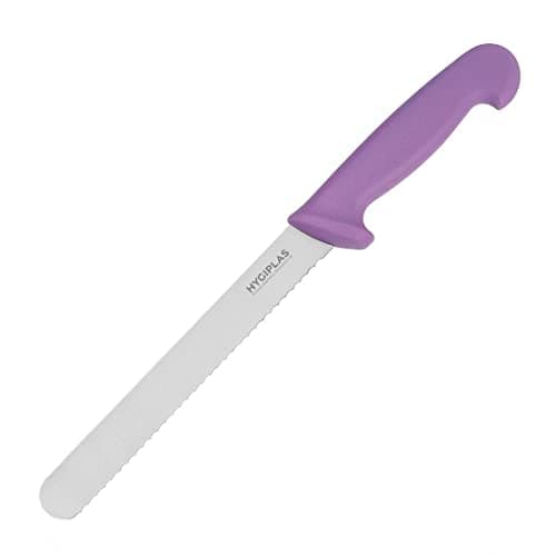 Hygiplas Stainless Steel Bread Knife 20cm/8", Purple, Dishwasher Safe