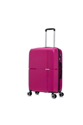Medium Suitcase Unbreakable Hard Shell on 4 Dual Spinner Wheels Super Lightweight Hold Check in with Built-in TSA Lock | Purple