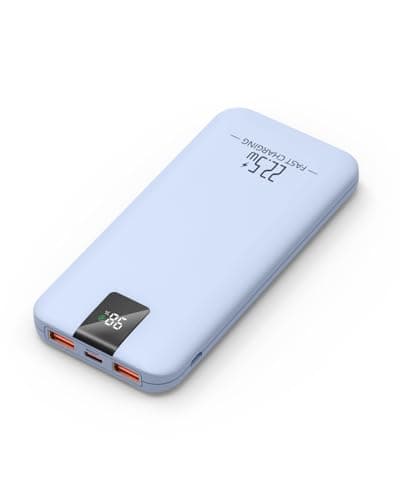 Odetrik Portable Charger 10000mAh 22.5W Power Bank, Fast Charging External Battery Pack with 3 Outputs & 2 Input, Type-C In/Out, LCD Display Slim Portable Phone Charger for Smartphone, Tablets (Blue)