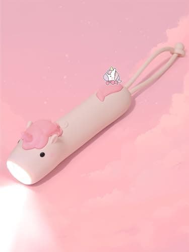 CoolGift Mart Kids Silicone Torch Pink Unicorn Girls Flashlight