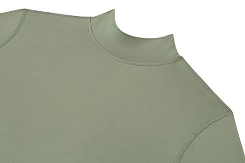 PowerLayer Men's Compression Base Layer Top Long Sleeve Under Shirt - Mock Neck - Army, M — view 4