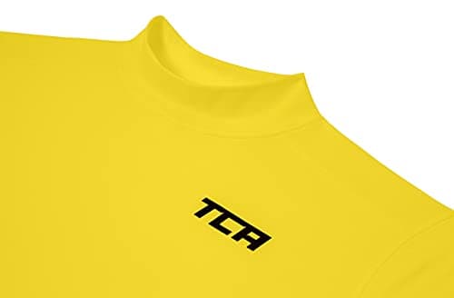 TCA Men's SuperThermal Compression Base Layer Football Running Top Long Sleeve Thermal - Mock Neck - Sonic Yellow, L — view 3