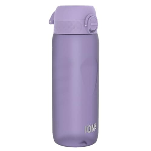 ION8 Sports Water Bottle, 750 ml/24 oz, Leak Proof, Easy to Open, Secure Lock, Dishwasher Safe, BPA Free, Flip Cover, Carry Handle, Soft Touch Contoured Grip, Easy Clean, Odour Free, Light Purple