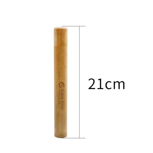 Gaia Guy Bamboo Toothbrush Travel Case 2 Pack - Portable Bamboo Toothbrush Holder Great For Plastic-Free Travel, Camping and Zero Waste Living, Natural, Retro — view 3