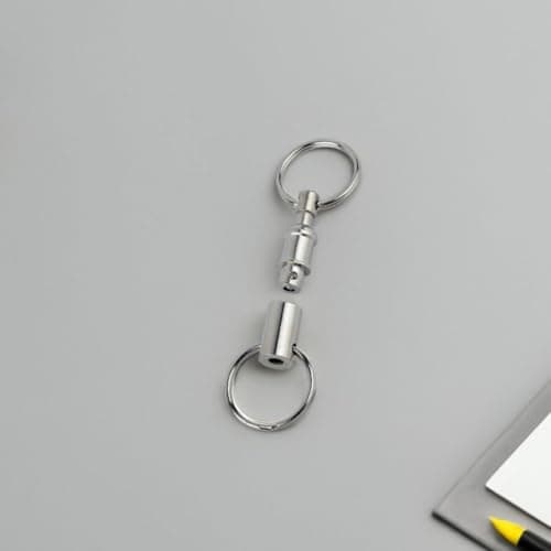 Detachable Quick Release Keyring with Double Spring, Iron Alloy Silver — view 4