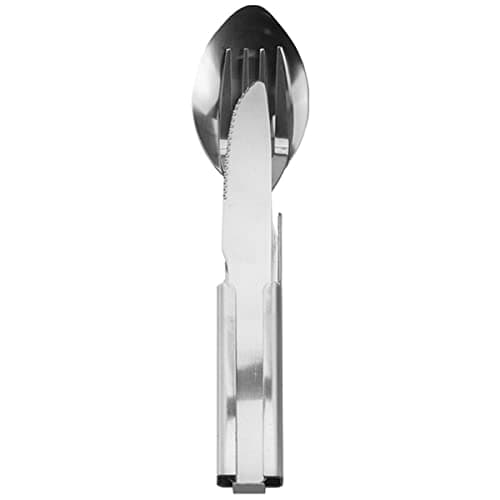 5 Piece Stainless Steel Camping Cutlery Set with Knife Fork & Spoon in Carry Pouch Holder — view 2