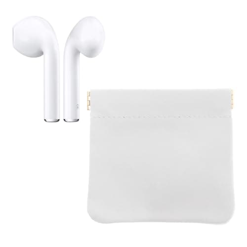 Hemobllo Leather Earphone Pouch Protective Bag with Automatic Closure Small Earplug Cover for Wireless Earbuds White Portable Headphone Carrying Case for Travel — view 3
