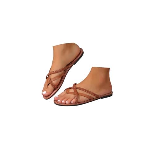 Flat Sandals Ladies Sandals Womens Cross Strappy Open Toe Sandal Elastic Strap Hiking Sandal Casual Travel Breathable Flip Flop Womens Wide Fit Slippers Ladies Summer Beach Shoes