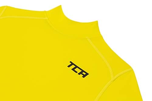 TCA Men Long Sleeve Compression Shirt, Athletic Workout Sports Undershirt Base Layer Top - Sonic Yellow, S — view 3