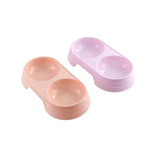 Cat Food and Water Bowl,Double Plastic Dog Bowl Pet Dish Cat Feeders for Small Medium Size Pet Puppy Travel Outdoor Feeding Eating Drinking(purple) — view 6