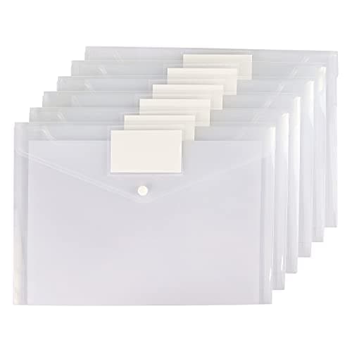 6 Pack Clear Document Folders Plastic Envelopes, A4 Size, White — view 2