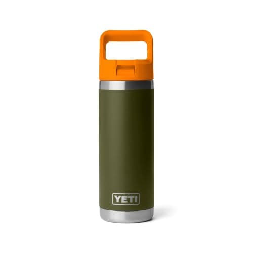 YETI Rambler C Straw Bottle, Stainless Steel Vacuum Insulated Bottle with Leakproof Straw Cap, Olive/King Crab Orange, 18 oz (532 ml) — view 2