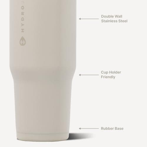 HydroJug Ease2o Water Bottle with Straw & Chug Lid, Stainless Steel, Vented Cap to Help Reduce Pressure, Water-Level Window, Cup Holder Friendly, Non-Slip Base – 40oz, Linen — view 3