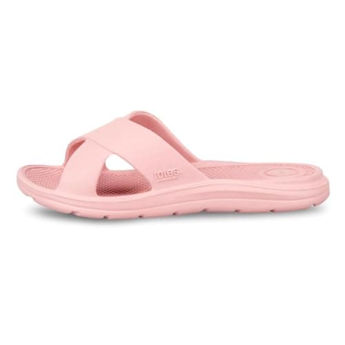 totes® ® SOLBOUNCE Ladies Cross Strap Slider Sandals, Lightweight Summer Slides with Everywear™ Cushioning, Anti-Bacterial Sole, Compression-Resistant Insole, Holiday Footwear, Pink, UK 6 — view 6