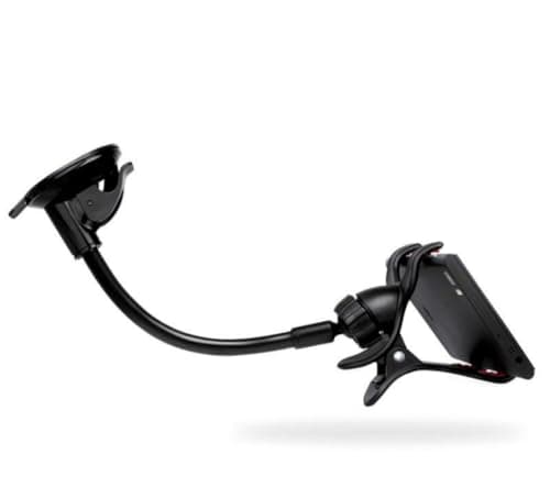 Flexible Car Phone Mount, Universal Dashboard Holder with Gooseneck Arm, Black and Red, Adjustable Clamp for Mobile Devices — view 6