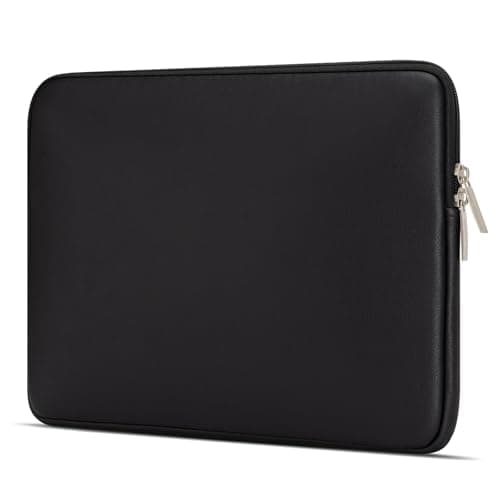 jooeer 15.6 Inch Laptop Sleeve Case for 15.6" Notebook Chromebook, Protective Waterproof PU Leather Cover Slim Padded Computer Bag, Black