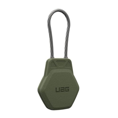 URBAN ARMOR GEAR UAG Designed for AirTag Case - Hard Shell Lock Case AirTag Holder Keychain with Wire Cable for Keys, Luggage & Bags, Anti-Lost Ultra Secure GPS Protective Cover, Civilian Olive Drab — view 6