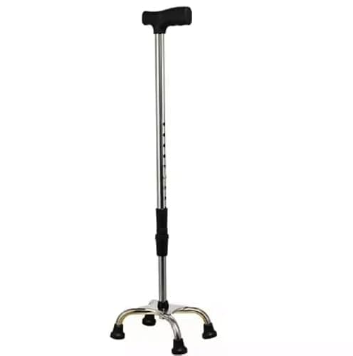 Orthologics™ 4 Feet Walking Stick Small Based Quad Cane/Tetrapod with Non slip Rubber Ferrules. Fully Adjustable -10 Height Settings Extra Stability for Elderly M9 — view 2