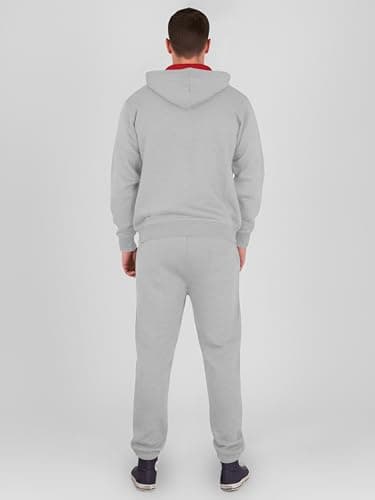Love My Fashions® Men’s Tracksuit Full Sleeve Contrast Fleece Top & Bottom Cord Set Zipper Hood Jogging Suit Set Plus Sizes — view 4