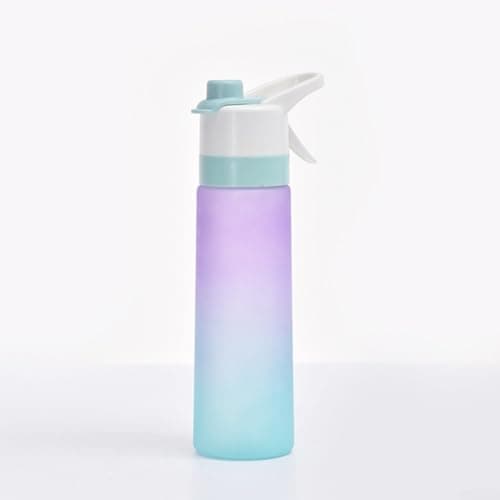 Portable 700ml Spray Water Bottle with Flip Mouth Design and Straw Leak Proof for Outdoor Sports and Travel (Purple) — view 2