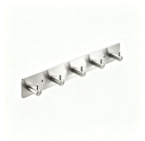 WOOPHEN Coat Rack Wall Mounted Coat Hanger 5 Hooks (Brushed Nickel)
