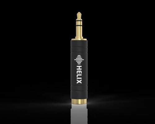 Helix Five Headphone Adapter – 6.35mm to 3.5mm Adapter - Stereo Jack Converter - Gold-Plated 1/4 to Mini Jack Adapter for Headphones, Amps, Mixers, Instruments, Audio Devices (Single) — view 6