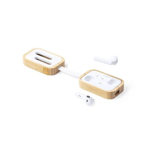 Sawfish Personalised Earphones Tresan Bluetooth 5.0 Bamboo Wireless Earbuds with Bamboo Charging Case – Touch Control, Hands-Free, Eco-Friendly Earphones — view 2