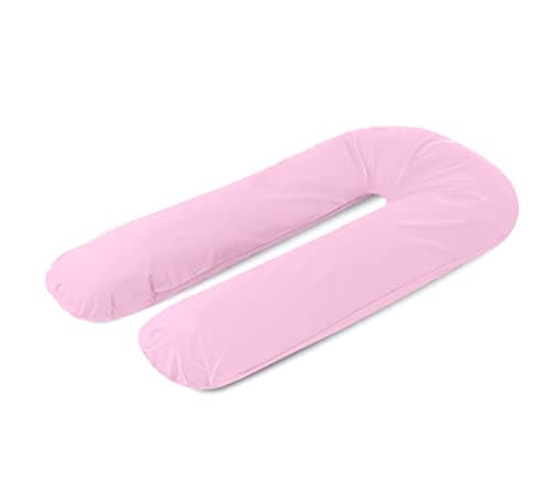 A ATH COLLECTION Pregnancy Pillowcase 9 FT, 12 FT, U Shaped Full Body Pillow Cover with zip, Nursing, Support and Maternity Pillow for Pregnant Women Cover Only (9 FT, Pink)