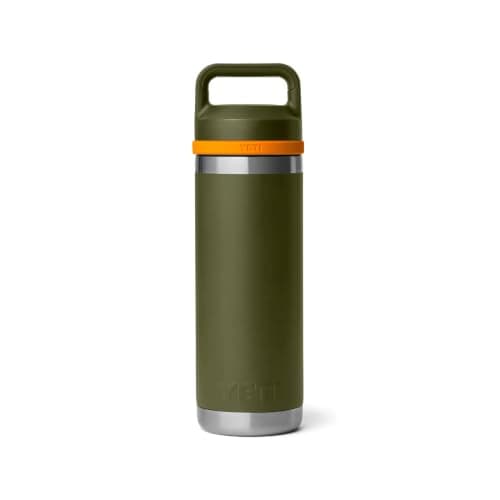 YETI Rambler Bottle Chug, Vaccum Insulated Stainless Steel Bottle with Leakproof Chug Cap, Olive/King Crab Orange, 18 oz (532 ml) — view 5