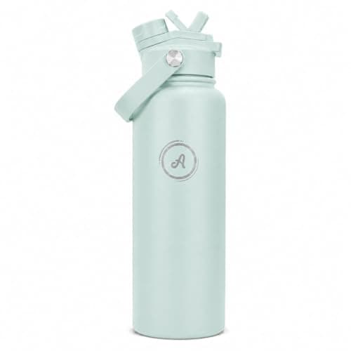 Austika Trends 2-in-1 40oz Stainless Steel Water Bottle with Straw and Leakproof Spout Lid, Insulated Sports Bottle with Handle for Gym, School and Travel (Mint Green)
