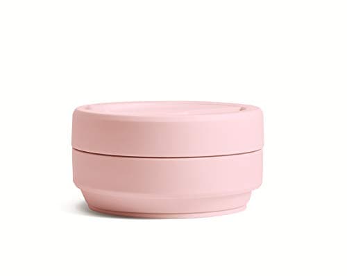 STOJO On-The-Go Collapsible Coffee Cup - 12oz / 355ml - Reusable & Foldable Silicone Travel Mug with Lid - Portable, Pocket Size - Dishwasher Safe - Carnation — view 4