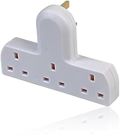 Plug Extension Socket 3 Way Multi Plug Adapter Uk Surge Protector Triple Gang Plug Extender 3 Outlet Multiplug Socket Adapter For Home Kitchen & Office 13A White — view 2
