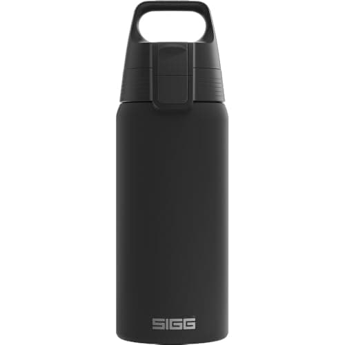 Sigg - Stainless Steel Insulated Water Bottle - Shield Therm One - Suitable for Carbonated Beverages - Leakproof - Dishwasher Safe - BPA Free - 90% Recycled - for the Outdoor - Black - 0.5L