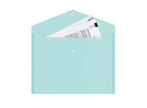 4 Assorted Pastel Colour A4 Document Stud Wallets Plastic Carry Popper Folder Pink Aqua — view 2