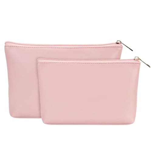 Small Makeup Bag for Handbag 2 Pack Vegan Leather Cosmetic Bag for Purse